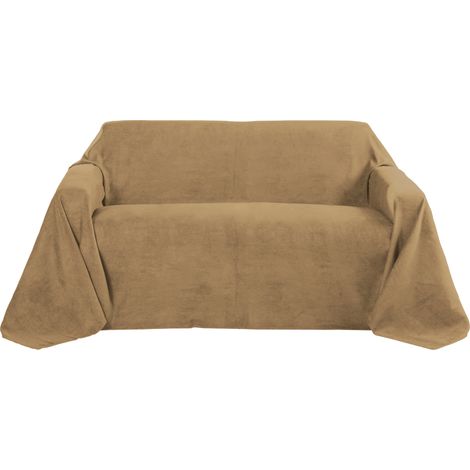 Beautissu – Couvre-lit 210x280 cm en daim gris clair – Plaid léger pour canapé et lit – Lisières tissées pour durabilité – Lavable à 30°C