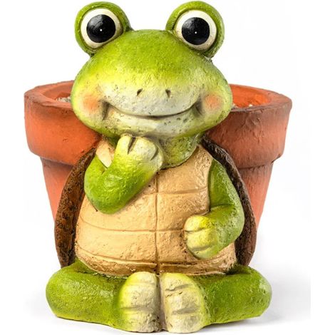 Pot de fleurs tortue  Pot décoratif 20 x 26 x 25 cm  Jardinière d'intérieur/extérieur/terrasse  Idéal pour les petites plante (1/5)
