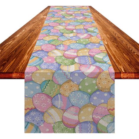Serviette De Table De Pâques - Lapin Et Oeuf Imprimés - Tissu Lin Polyester - Décoration De Table Vintage - 1 Pièce (1/5)