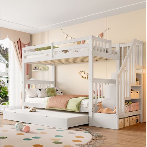 letto salvaspazio 90x200 con estraibile scala bianco OKMYHOME (1/5)