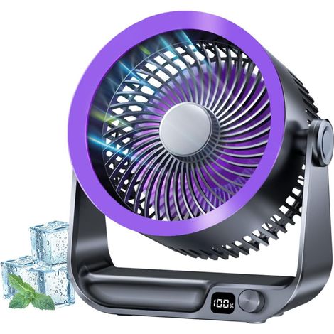 Leistungsstarker, leiser tragbarer USB-Ventilator, 10 einstellbare Geschwindigkeiten, LED-Anzeige, sofortige Kühlung jederzeit, wiederaufladbar, ideal für Schlafzimmer, Büro, Zuhause und Camping