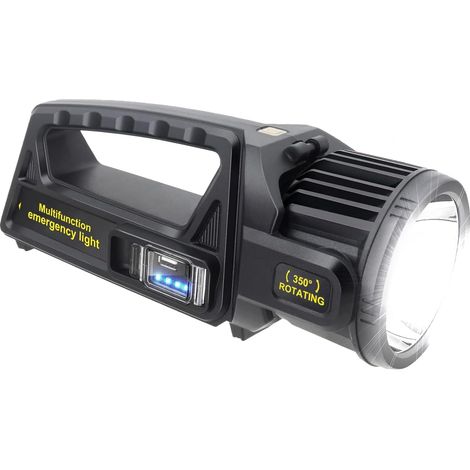 Projecteur à main LED, Lampe de poche LED 350000LM Ultra-Longue Veille Lanterne de camping étanche haute puissance 9 modes Projecteur de recherche (1/5)