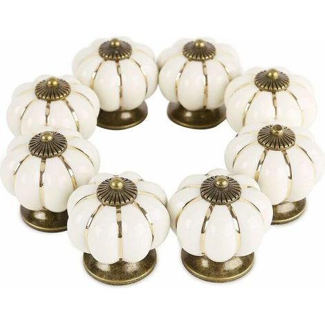 8-teiliges Set Keramik-Möbelknöpfe, Vintage-Schubladenknöpfe, Möbelgriffe mit Schrauben für Schränke, Kommoden und Schränke – Beige