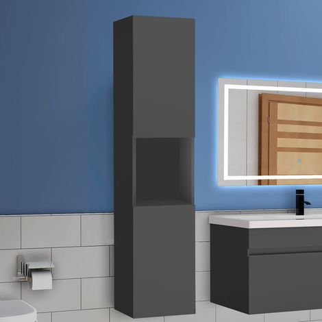 Acezanble 30(L)x30(P)x131.5(H)cm Acezanble meuble Salle de Bain anthracite meuble colonne salle de bain à suspendre