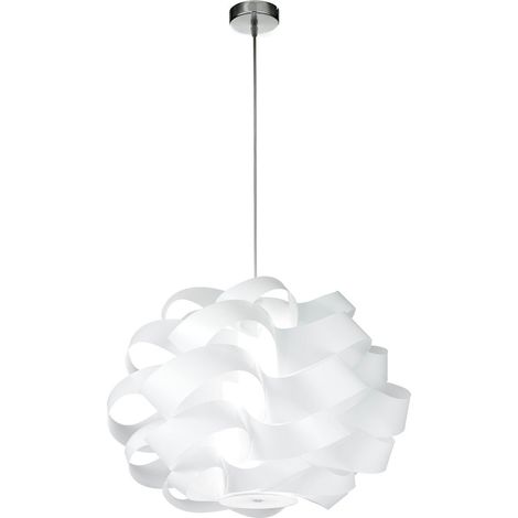 Lampada a Sospensione CARRIE Rossi Group con diffusore in policarbonato bianco, stelo cromato e attacco E27, IP20, 75W - CAR001