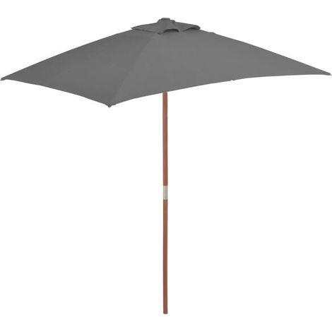 Parasol d'extérieur, mât en bois, 150 x 200 cm, gris anthracite (1/5)