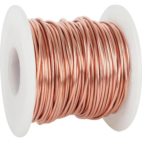 Fil de Cuivre pur - Diamètre 0,5/0,8/1/1,5/2/2,5/3 mm - Fil de cuivre T2 nu - 500 g - Pour le jardinage, câble en cuivre pur pour l'électrotechnique et l'artisanat (1,5mm-31m) (1/5)