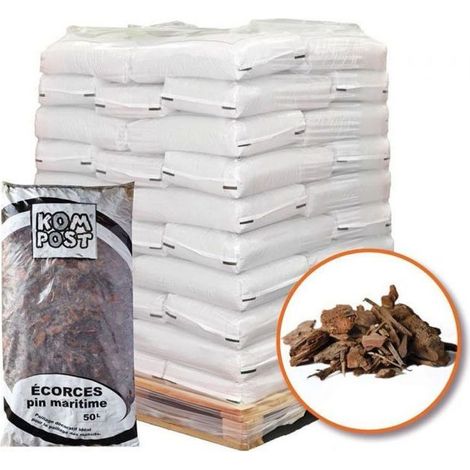 Paillage végétal biodégradable écorces de pin maritime 48 sacs 50 L pour 10m2 - KOM37-48x50