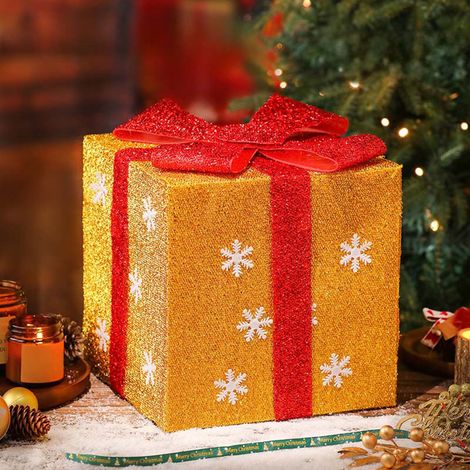 Boîte Cadeau Éclairée - Boîte Cadeau Noël PVC 20x20x20 cm - Décoration Arbre de Noël Intérieur Extérieur - 2 Pièces (1/5)