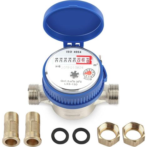 Compteur Eau Cuivre Débit 1.5 M3/H Mécanique Pour Maison Jardin, T° 0-40°C, Sous-Compteur Précis, Accessoire Plomberie Pour Jardin Potager (1/5)