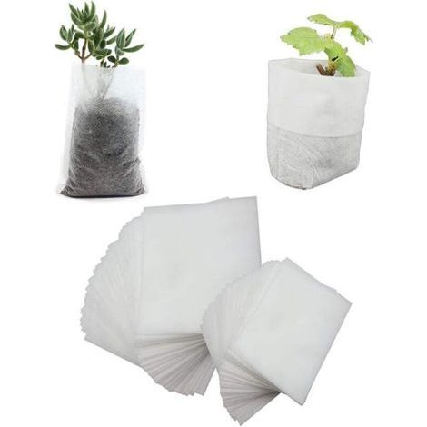 500 Pcs Sacs à Plantes Non tissé, Sacs Biodégradables Tissu Non Tissé pour Plantes Semis Sacs de Croissance d'élevage pour Les Tomates, Les Fleurs, Les Plantes et Plus - Blanc - 8 × 10 cm (1/5)