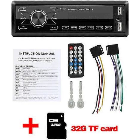 Autoradio multimédia M10 1DIN avec Bluetooth, lecteur MP3, entrée AUX, écran LCD et télécommande. (1/5)