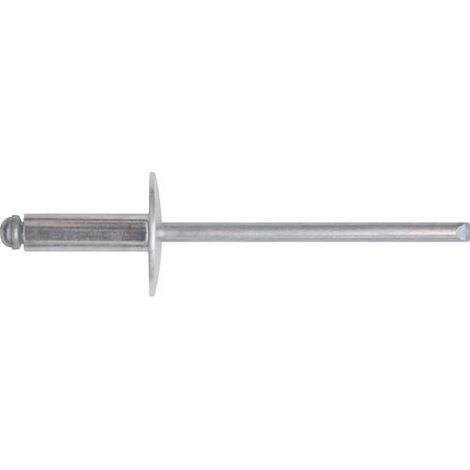 Confezione 100 rivetti corpo in alluminio   4x13 mm chiodo in acciaio zincato a testa larga