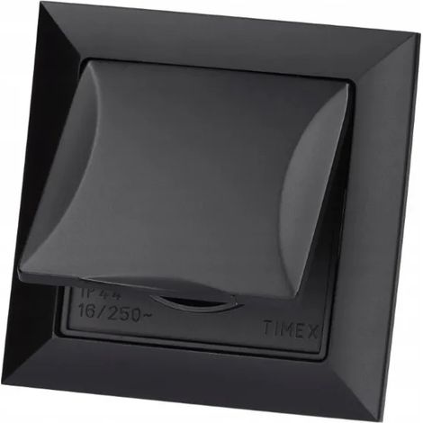 Einzelne schwarze Unterputzsteckdose, 16A, IP20, 1 Stück.