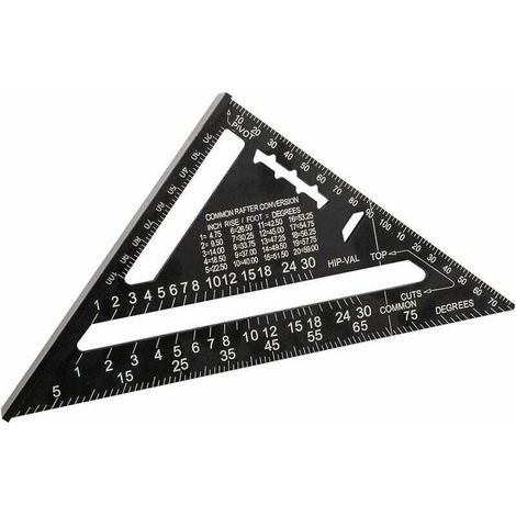 180mm(7pouces) Aluminium Règle Équerre de Triangle Rapporteur Multifonction Equerre Menuisier 45-90 Degres Carpenter Outil de Mesure(Métrique) (1/4)
