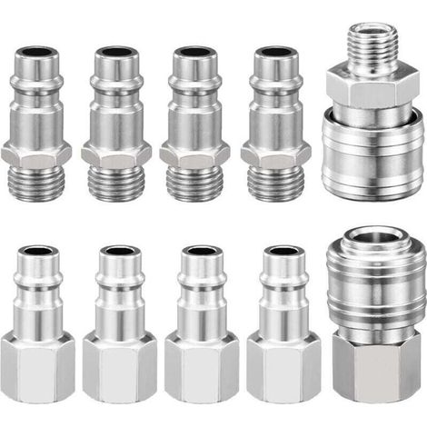 1/4" BSP Pneumatik-Schnellkupplung, 10 Stück europäische Luftkompressordüse, Kompressoranschluss für Pneumatikschlauch - Crezuo