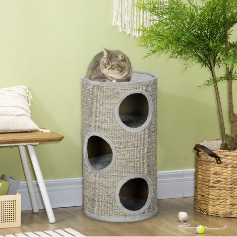 Rascador para gatos de 3 niveles Ø38 x 70 cm OKMYHOME (1/4)