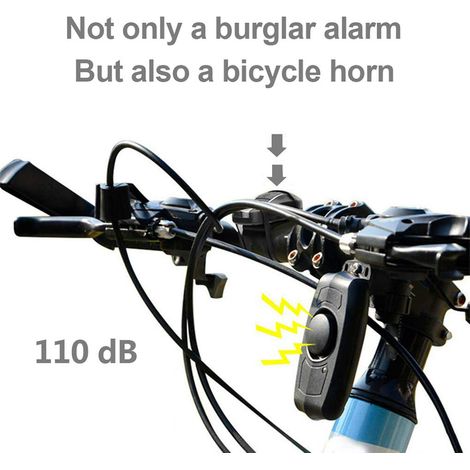 Wiederaufladbarer USB-Fahrraddiebstahlalarm mit Vibrationsalarm, Fernbedienung, 110 dB Hupe und drahtlosem Alarm (1/5)