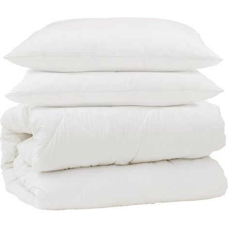 Ensemble de couette trois pièces en duvet d'oie et microfibre blanche (1/5)