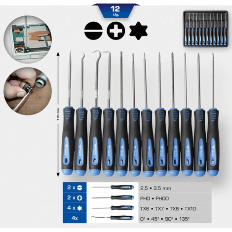BRILLIANT TOOLS Jeu de crochets et tournevis 12 pièces - BT542080 (1/4)
