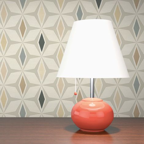 TADESSI Tapete Retro Roberto M1-No.34 Vliestapete Grau Braun Geometrische Tapete Grafik Wohnzimmer Schlafzimmer Küche