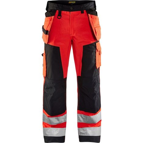 Pantalon de travail haute visibilité artisan 1568 - Rouge fluo/Gris anthracite 3XL - FR(56) - SE(C62) - Courtes (1/5)