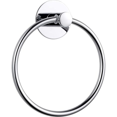 Anneau porte-serviette adhésif pour salle de bain, anneau porte-serviette solide, acier inoxydable, chrome-2 pièces (1/5)