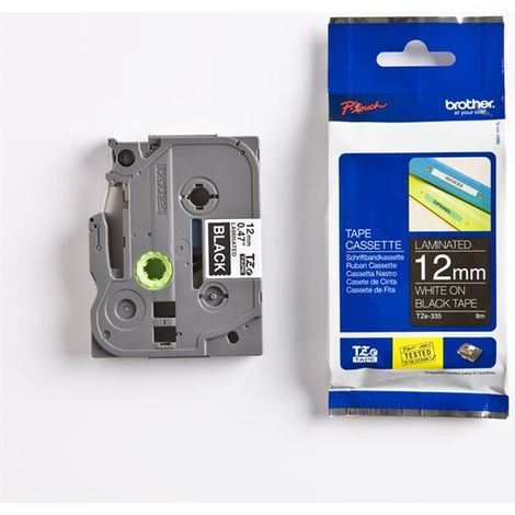 BROTHER Cinta laminada negro/blanco 12mm