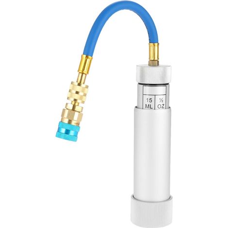 AC Oil Injector Kit with R134A Snap Quick Coupler R-134a R410a R22 R12 System, 2 OZ Refrigerant Hand Turn Screw-in Type 1/4 SAE Scale (1/5)