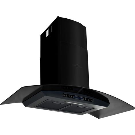 Hotte murale acier inoxydable 756 m³/h 90 cm noir (1/5)