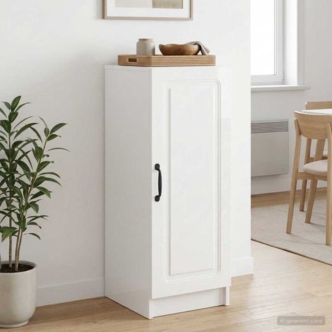 Buffet blanc brillant avec rangement en bois d’ingénierie 33 x 34,5 x 87 cm - PANGIVO (1/5)