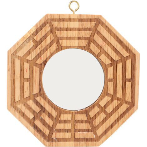 Miroir Bagua en Bois Concave pour Porte Extérieure - Décoration Porte-Bonheur et Prospérité (1/5)
