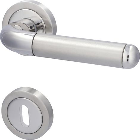 Südmetall Türgriff-Garnitur Rosette Fair IV BB Edelstahl poliert/satiniert silber Ø 52 mm