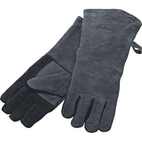 1 par de guantes largos de cuero, piel de vaca y algodón para horno, barbacoa y microondas. (1/5)
