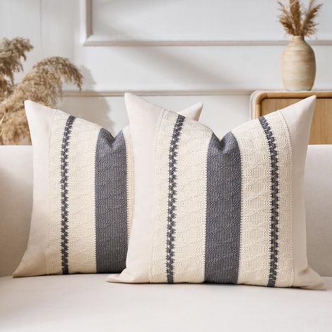 Housse de Coussin Canapé 40x40 Gris Lot de 2 Housse Coussin Canape Moderne Coussins Décoratifs Canapé Boho Canape Taie Oreiller (1/5)