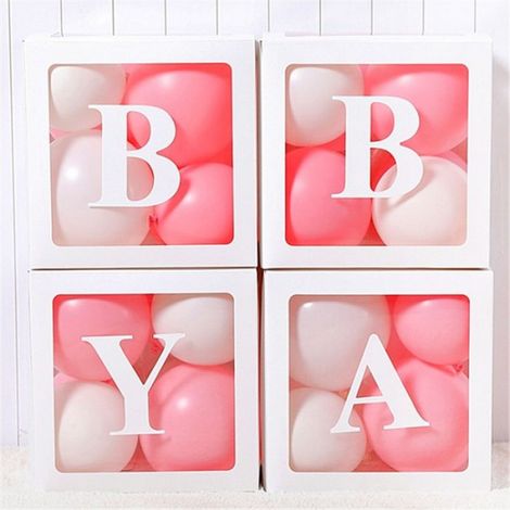 Boîte À Ballon - Carte Blanche Et PVC - 30x30x30 Cm - Carrée - Ensemble De 4 Pièces (1/5)