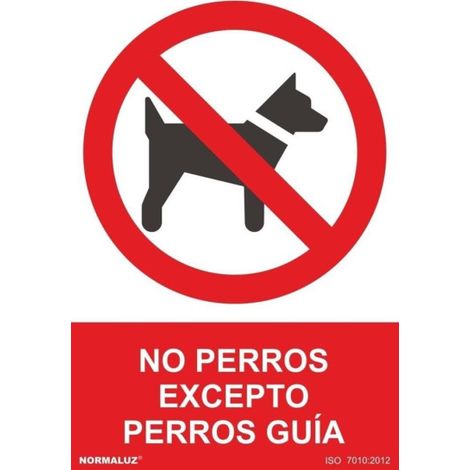 Señal de No Perros Excepto Perros Guía SEKURECO                         100 x 150 mm                          ADHESIVOS DE VINILO (1/2)