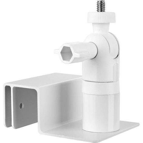 Staffa per telecamera da esterno monoblocco con fessura di drenaggio, universale, regolabile senza foratura, per telecamere di sicurezza a batteria e a energia solare, bianca. (1/5)