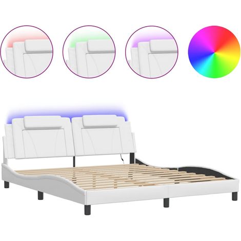 Maison Exclusive - Cadre de lit Viana avec LED sans matelas blanc 180x200 cm (1/5)