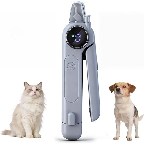 Tagliaunghie e lima per cani 2 in 1 con luce LED e display intelligente. Tagliaunghie elettrico ricaricabile con 3 velocità. (1/5)