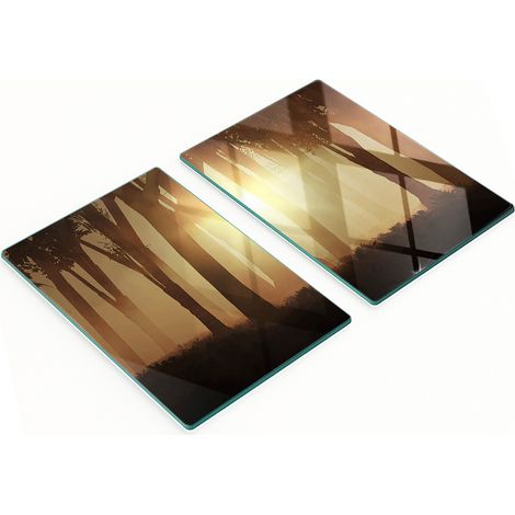 Dekorative Glas-Schneide- und Servierbretter „Nebel im Wald“ 2 x 40 x 52 cm (1/5)