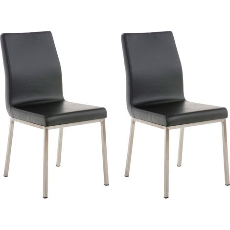 Set di 2 sedie da pranzo in stile minimalista in PVC nero e acciaio inossidabile 100007403