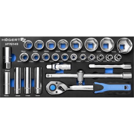 Ensemble d'outils Hogert HT7G149 1/2'' 28 unités