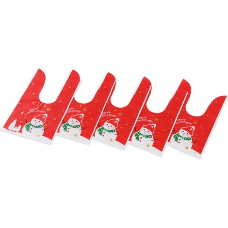 Sachets cadeaux de Noël en plastique (lot de 100), sachets « Joyeux Noël », emballages pour friandises d'anniversaire, cadeaux de mariage, bonhomme de neige (1/5)