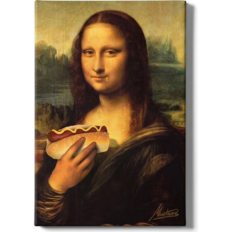 Poster Drôle Mona Lisa, Déco Murale Humoristique pour WC, Toile 20x30cm Sans Cadre (1/5)