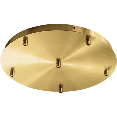 Rosone Tondo Ofelia Mini B T/6 - Base per Lampada a Sospensione con 6 Fori, Finitura Ottone, Grado IP20 - Gealuce (1/3)