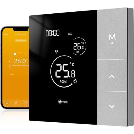 Thermostat WiFi 3A Thermostat Programmable Chauffage au Sol à Eau Connecté et Intelligent Filaire Compatible, Tuya Smart Life Commande Vocale (1/5)