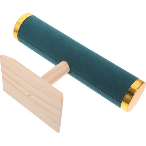 Organisateur de Bracelets en Bois Massif Vert Velours, Présentoir à Bijoux Décoratif Barre Métallique Simple, Support Polyvalent pour Rangement de Bracelets, Montres et (1/5)