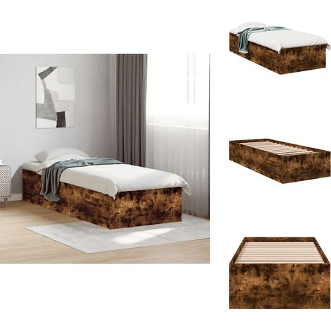 Cadre de lit sans matelas chêne fumé 90x190 cm - Cadre De Lit - Lit Double - Lit En Bois - Meuble Chambre - Literie (1/5)