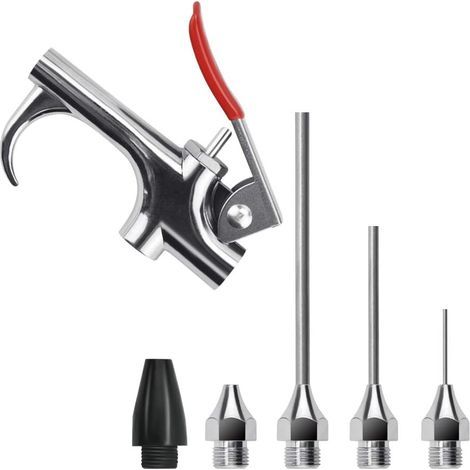 Kit de Pistolet à Air avec 5 Buses Interchangeables, Pistolet à Air Comprimé en Alliage de Zinc Kit Soufflette Compresseur à Air pour Compresseur d'Air Standard 1/4 Pouce NPT (1/5)